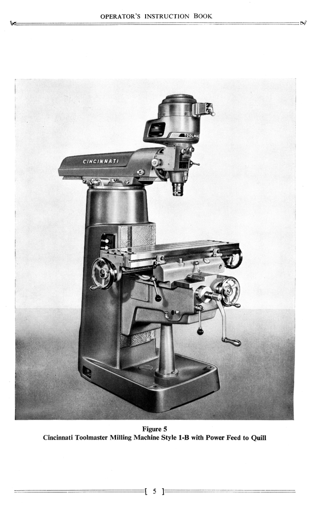 CINCINNATI Toolmaster Milling Machine 1A, 1B, 1C Operator Owners Manual 0128