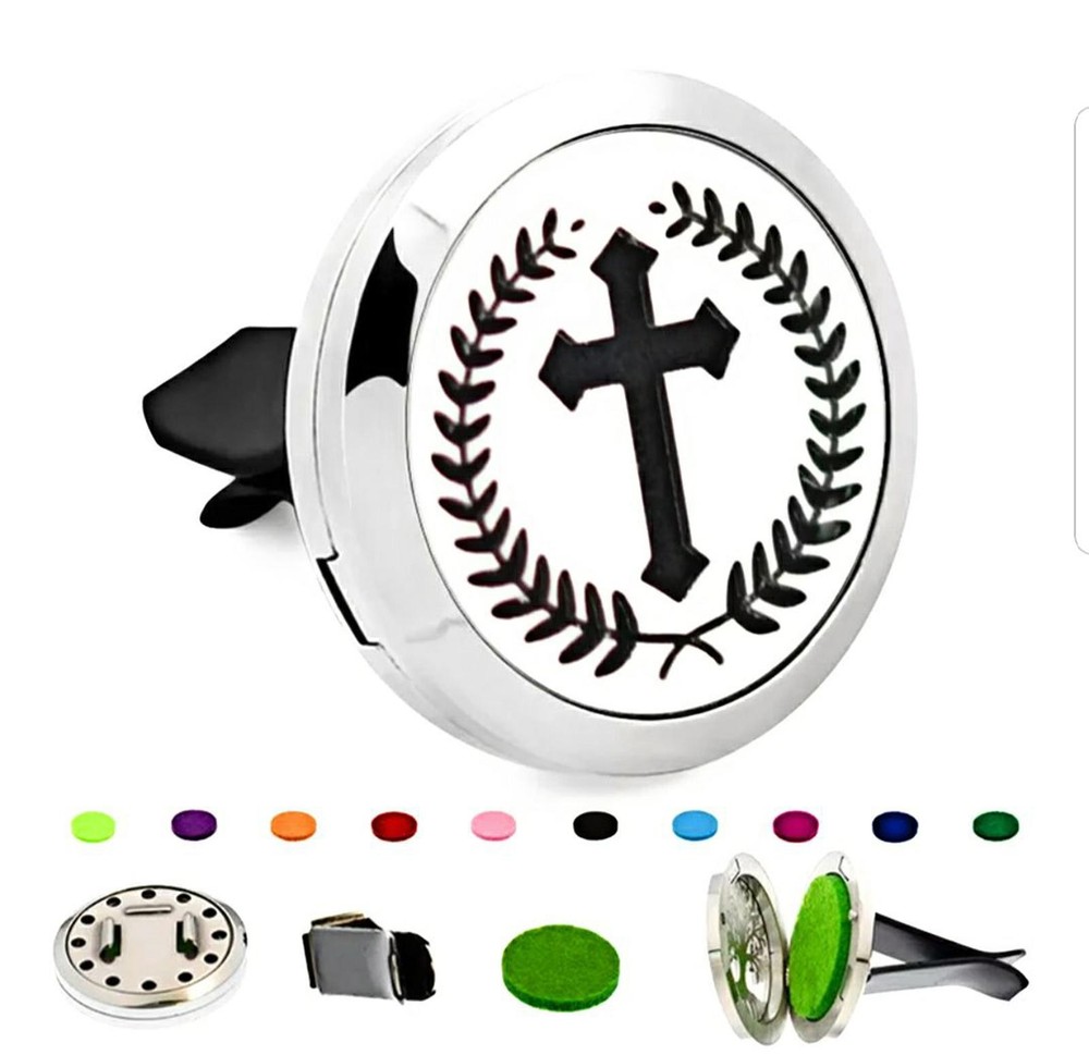 Cross car oil diffuser clip with 10 pads
