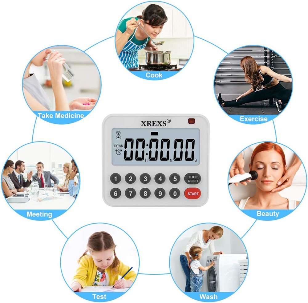 Digital Kitchen Timer Magnetic Countdown up Cooking Loud Alarm