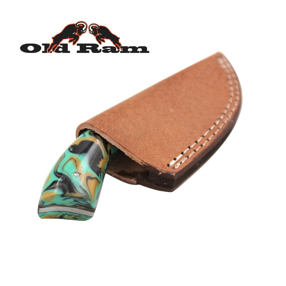 Old Ram Collection Heavy Duty Fixed Blade Skinner Knife w/ Leather Sheath