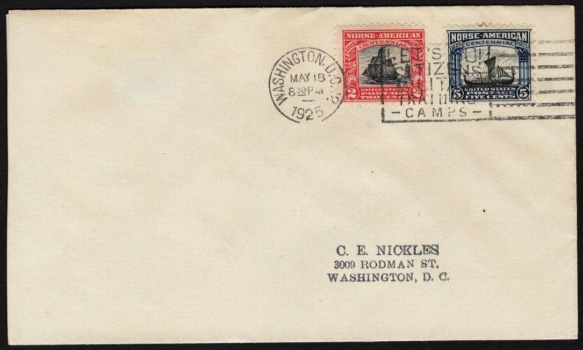 Norse American Issues FDC, SC# 620-621, CE Nickles cover