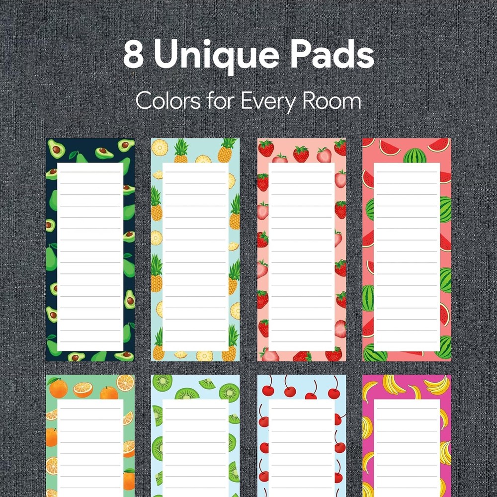 8 Magnetic Notepads – for Grocery 8 Pack- Medium, MEDIUM 8 PACK