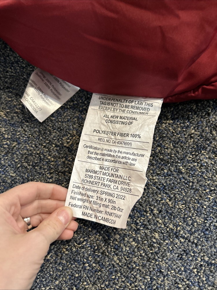 Marmot Nano wave 45 Red Sleeping Bag