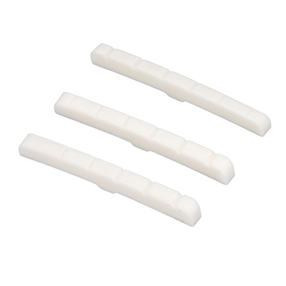 3Pcs 6 String Guitar Nut Flat Bottom Slotted Bone Guitar Nut Replacement For
