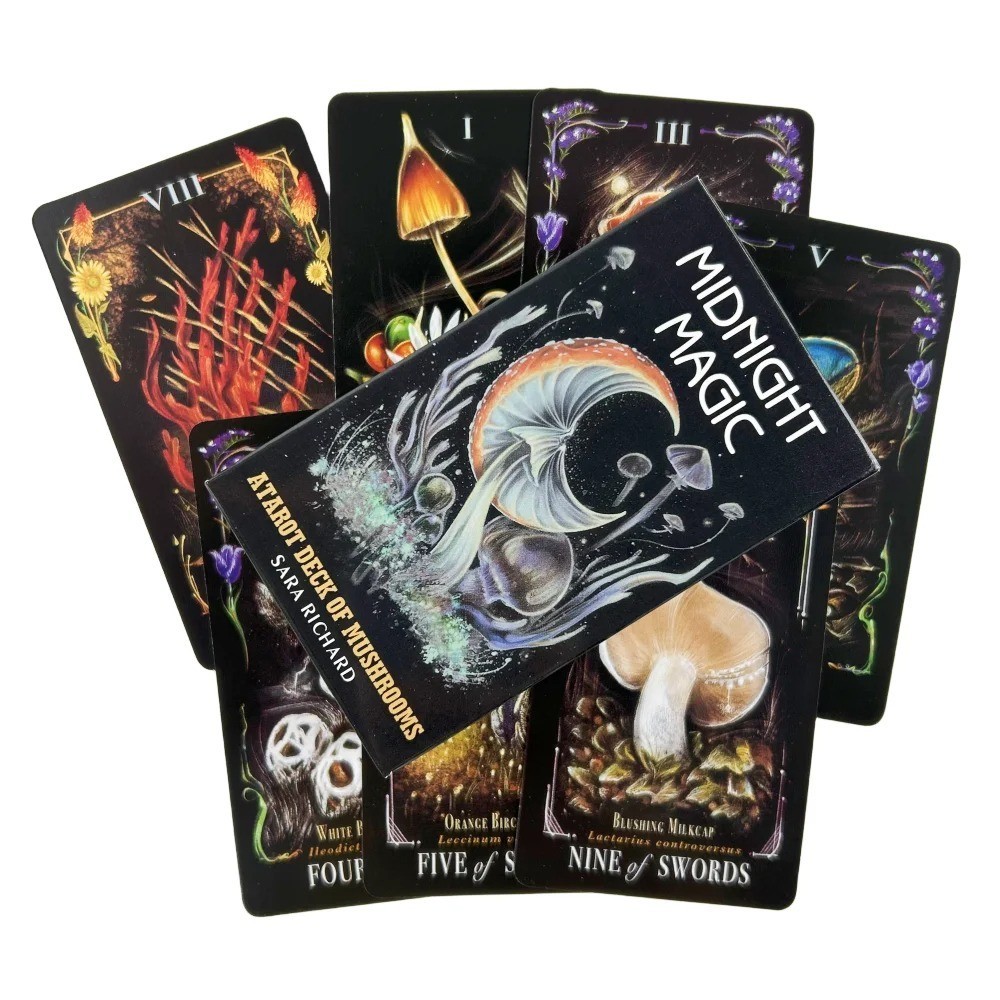 Midnight Magic Tarot 78 Card Mushroom Oracle Deck English Divination