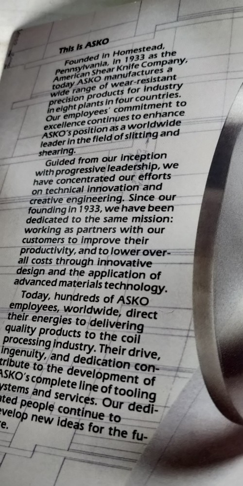 1986 ASKO catalog slitter tooling system and services C3