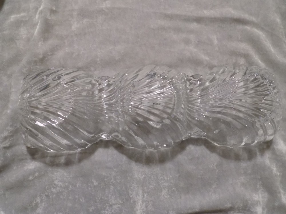 Unique 15" Rectangular Sectional Crystal Dish Entertain Party NEW!