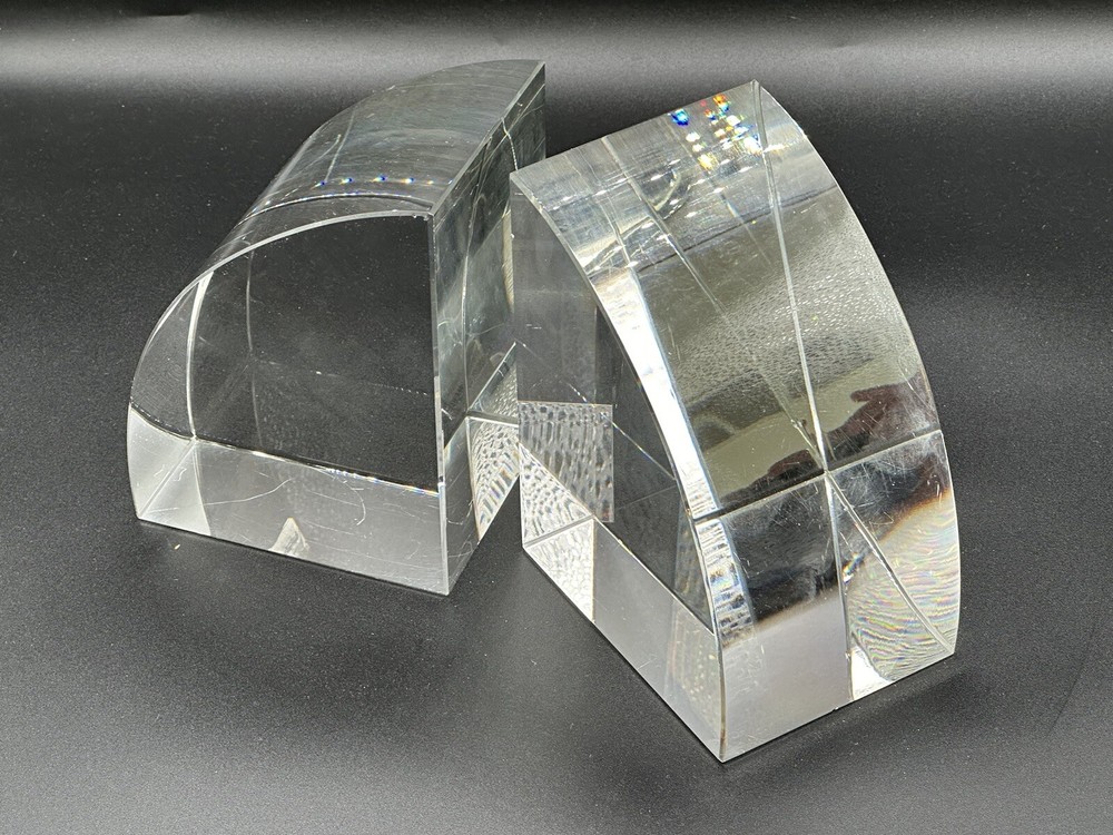 Vintage Crystal Contemporary Demilune Bookends