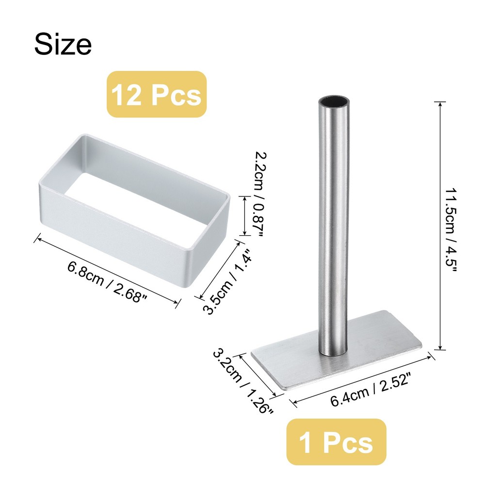 13Pcs Metal Cookie Cutters Set with Press Stamp, Lengthened Rectangle