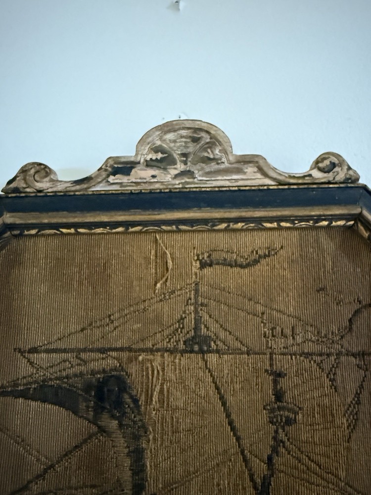 VINTAGE WALL MIRROR AND TAPESTRY SAILING SCENE