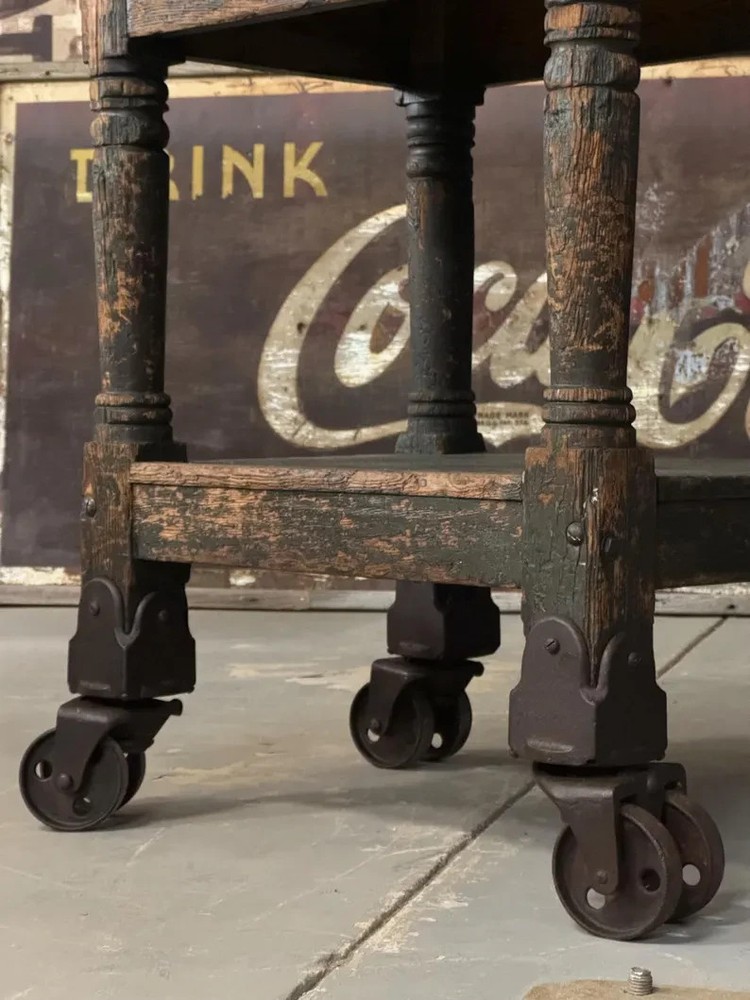 Antique Turtle Table On Casters