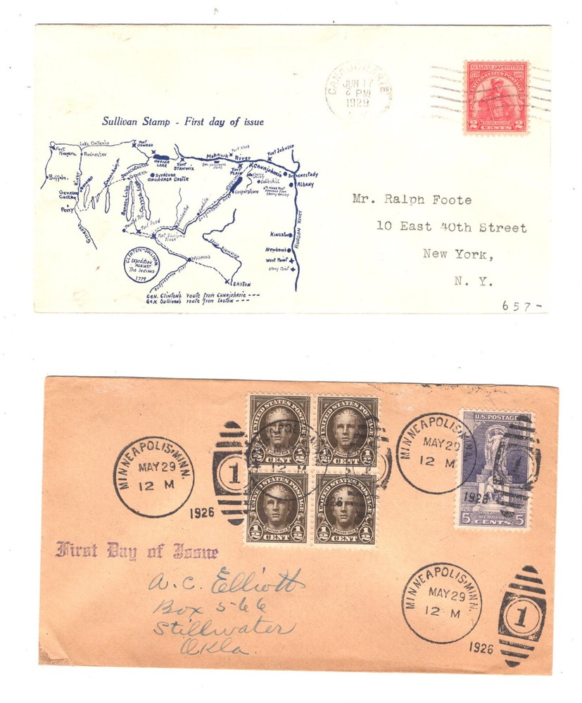 US   2  early  first  day  covers   628, 659