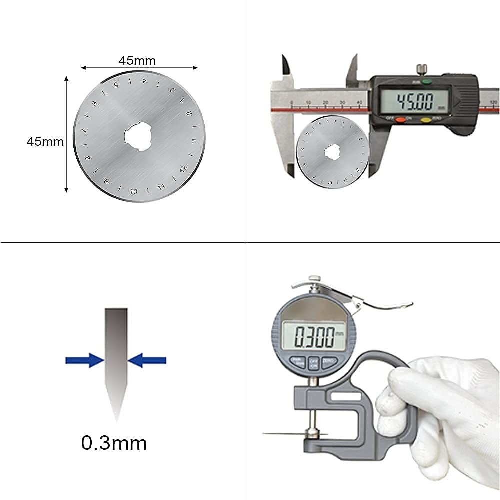 HEADLEY TOOLS 45mm Rotary Cutter Blades 10 Pack Fits Olfa, 10pcs, Clear