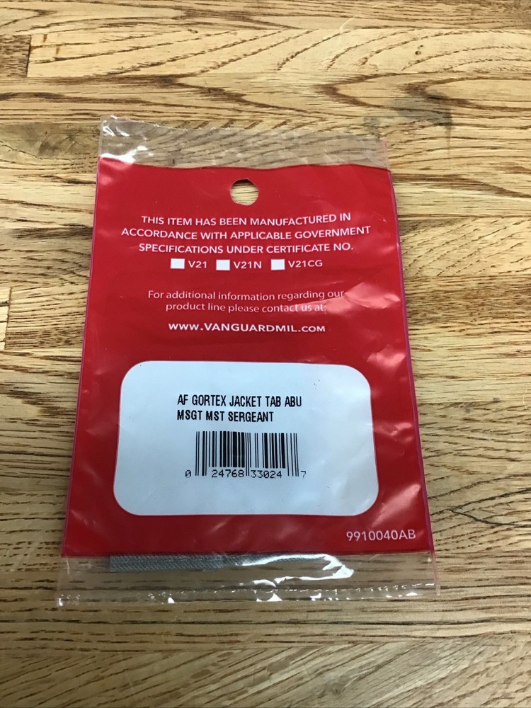 Vanguard US Air Force Goretex Jacket Tab ABU MSGT Master Sergeant New UM