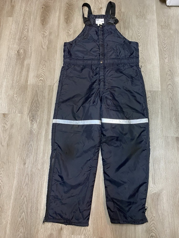 FedEx Stan Herman Men Bib Overalls Large Regular dark blue Insulated Reflective