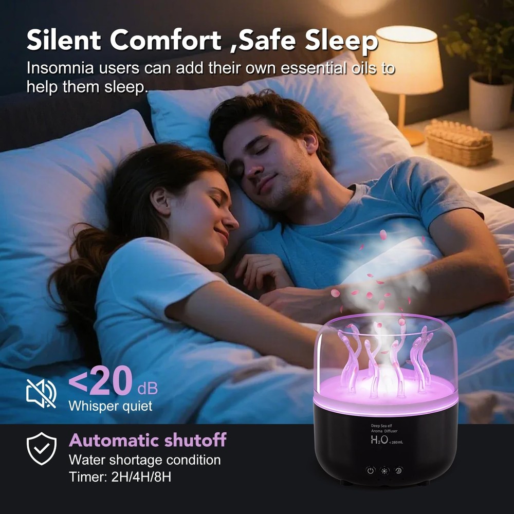 Jellyfish Humidifier Diffuser, 280ml Essential Oil Diffuser with Re... Fast Ship