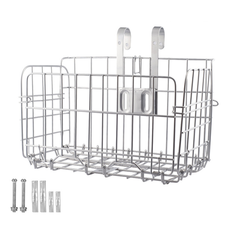 Folding Front Rear Bike Basket Fold-Up Wire Detchable Storage Hanging Carrier