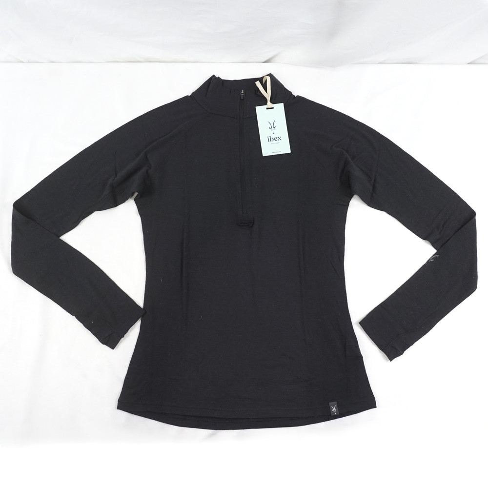 Ibex Woolies Pro Tech 1/4 Zip Lightweight Base Layer Top In Black Women's Size M