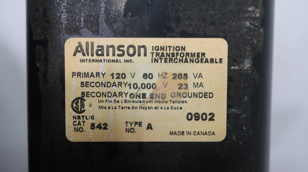 Allanson 542 Ignition Transformer 120v-ac 10000v-ac 265va