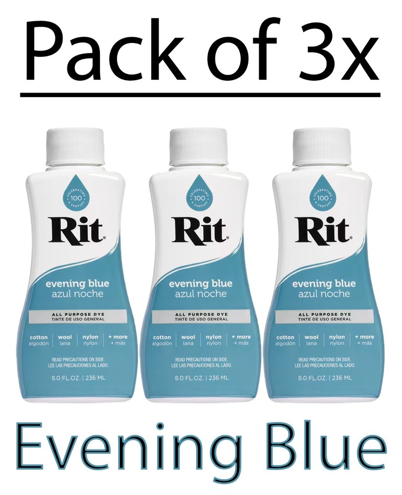 (3 & 4 Pack) Rit All Purpose Liquid Dye, Evening Blue 8 fl oz