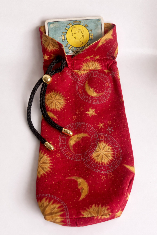 Tarot Deck Bag Celestial Sun Moon Stars Drawstring Pouch Witchcraft Divination