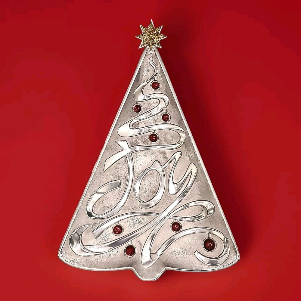 Lenox Metal Serveware Christmas Tree Joy Candy Dish