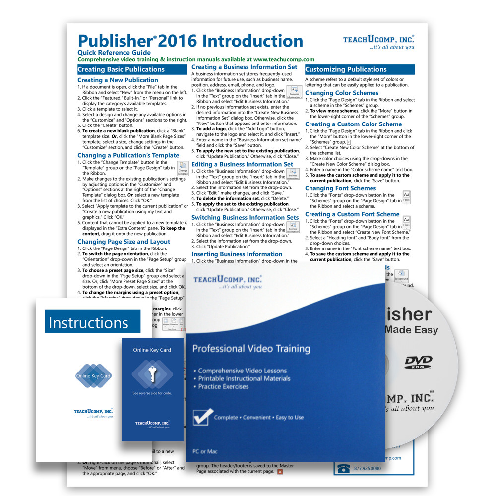 MICROSOFT PUBLISHER 2016 DELUXE Training Tutorial Course & Quick Reference Guide