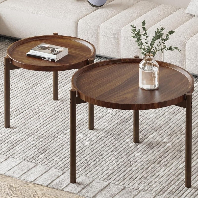 Nesting Coffee Tables Set of 2 Space Saving Modern End Tables Easy Assembly New