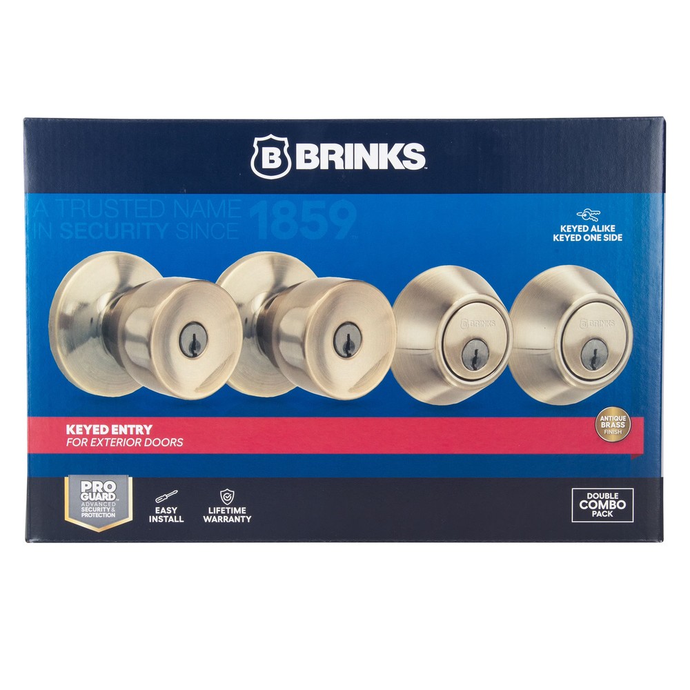 Brinks Keyed Entry Classic Bell Style Doorknob and Deadbolt Combo Twin pack *