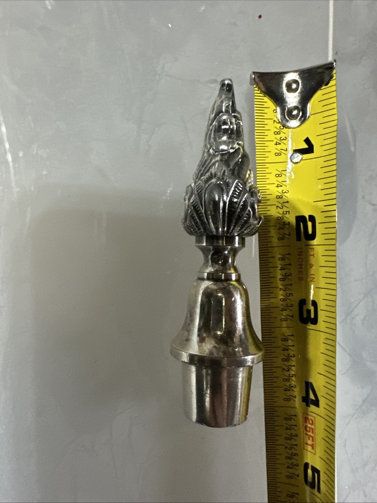 Rare Antique Silverplate Candelabra Flame Finial Topper Solid 4"
