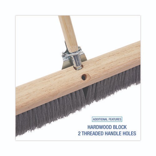 Boardwalk Floor Brush Head, 3" Gray Flagged Polypropylene Bristles, 36" Brush