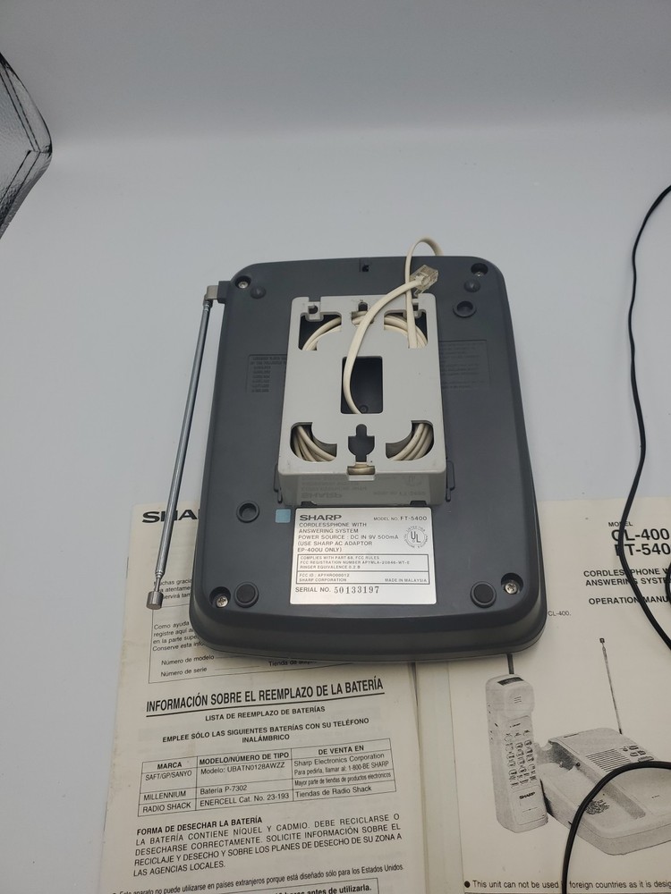 SHARP Integrated Cordless Answering System, FT5400 Gray