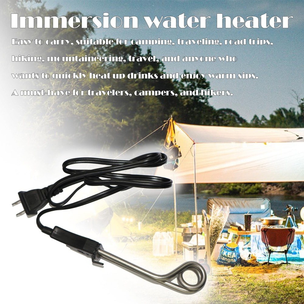 Immersion Water Heater 300W - 120/240V,304 Stainless Steel, Dual-Voltage Port...