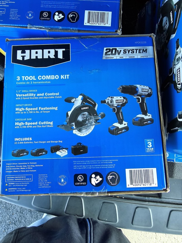 Drill, Impact Driver, Circular Saw Combo - HART HPCK322B Tool Combo Kit