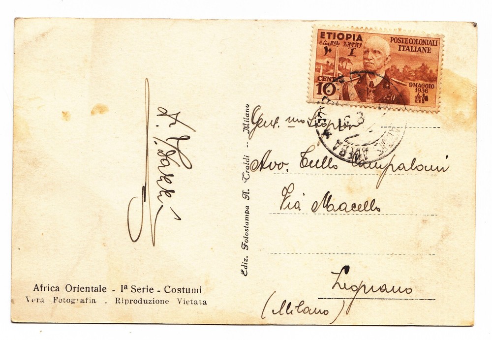 UU182-ERITREA-10 Cent Isolated From Addis Ababa 1937