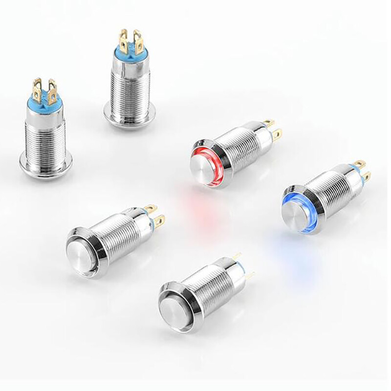 8mm 10mm Tall Head Metal Waterproof Push Button Switch Self Locking/Reset 3-220V