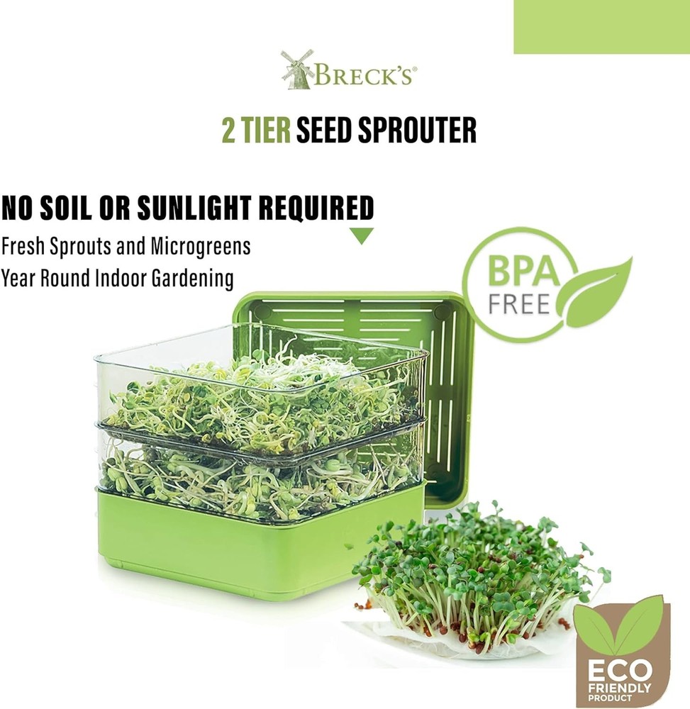 GARDENS ALIVE! Seed Sprouter Kit, Two Tier Stackable Seedling Starter Tray with