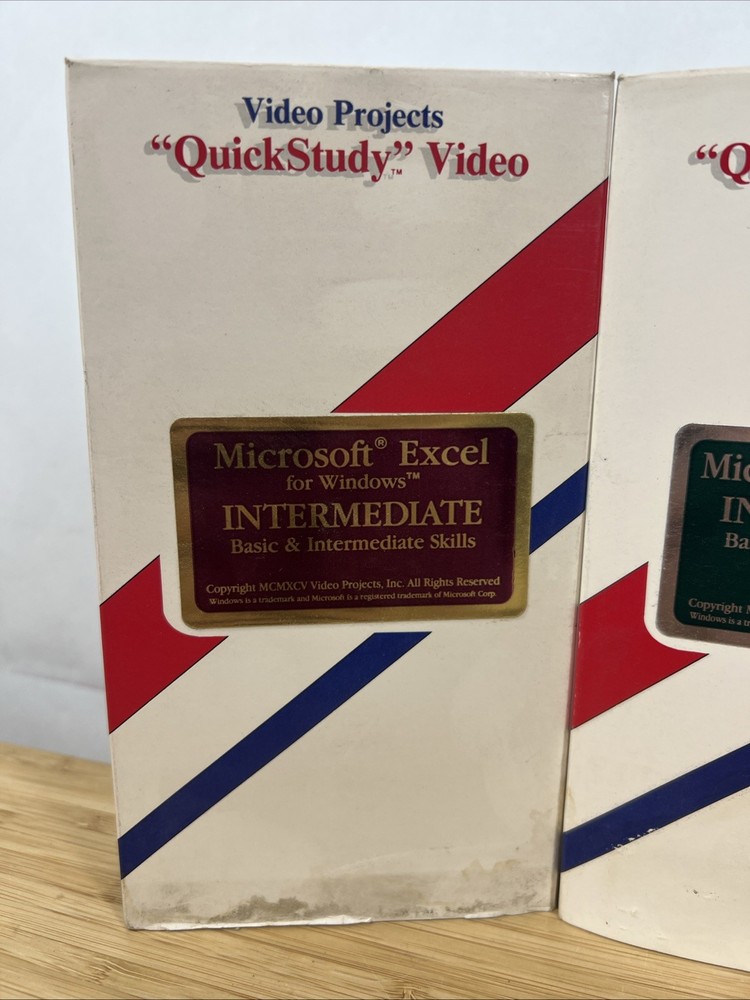 Vintage Microsoft Windows & Excel Training VHS Tapes QuickStudy Lot of 3