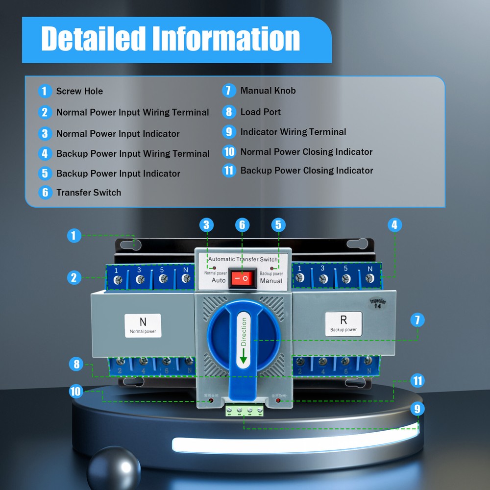 Dual Power Automatic Transfer Switch Generator Changeover Switch CB Level 63A 4P