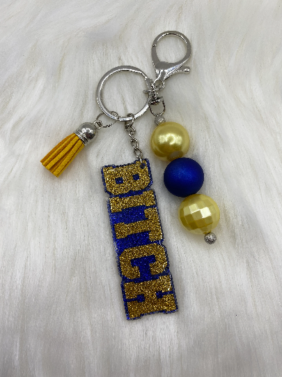 Bitch and HBIC Keychains with Bubblegum Beads