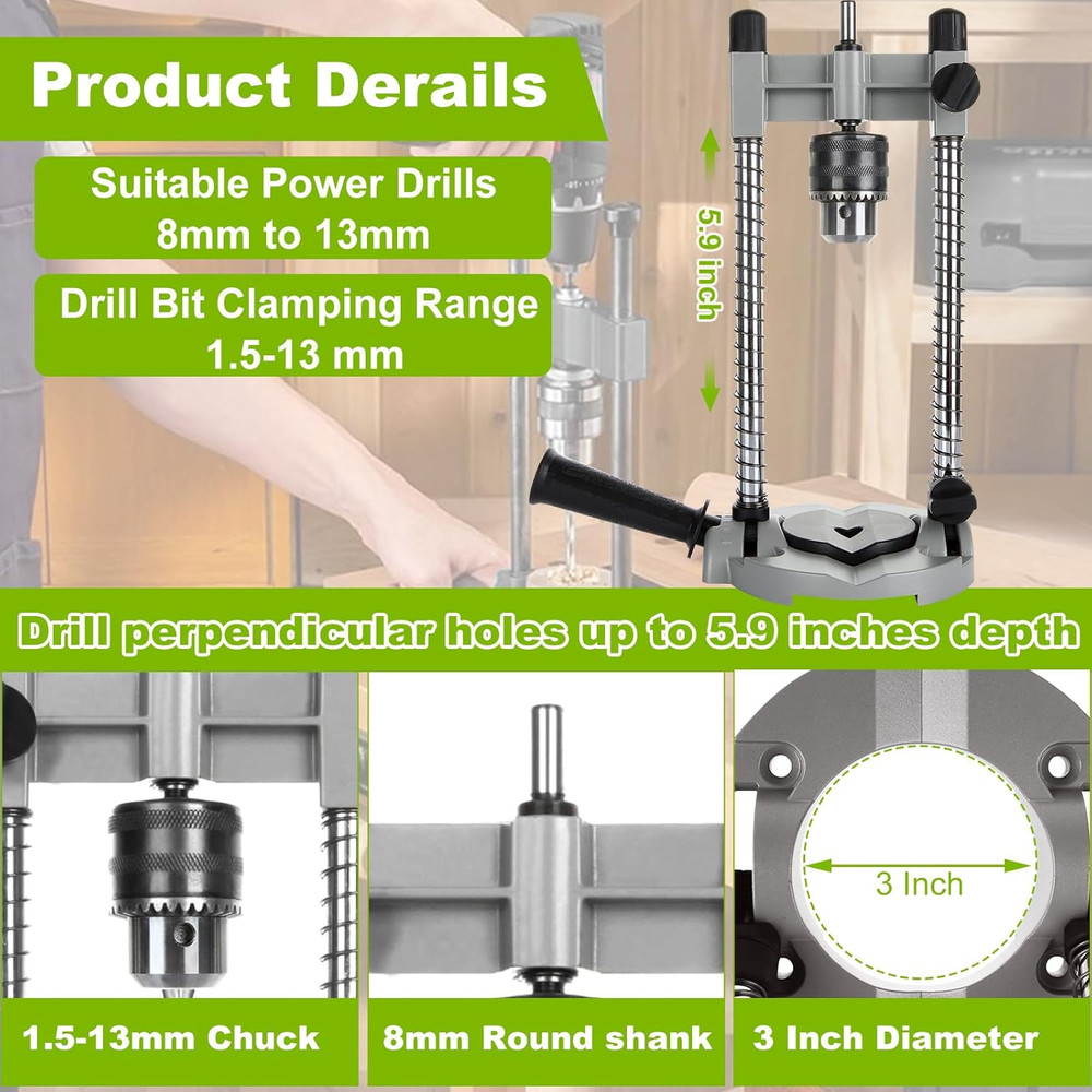 Portable Drill Press for Hand Drill, Adjustable Multi-Angle for 1.5-13Mm Drill H