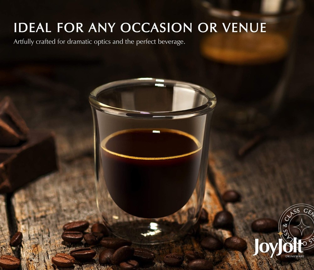 Javaah Double Walled Espresso Glasses Espresso Cups Set of 2 | 2-Ounces