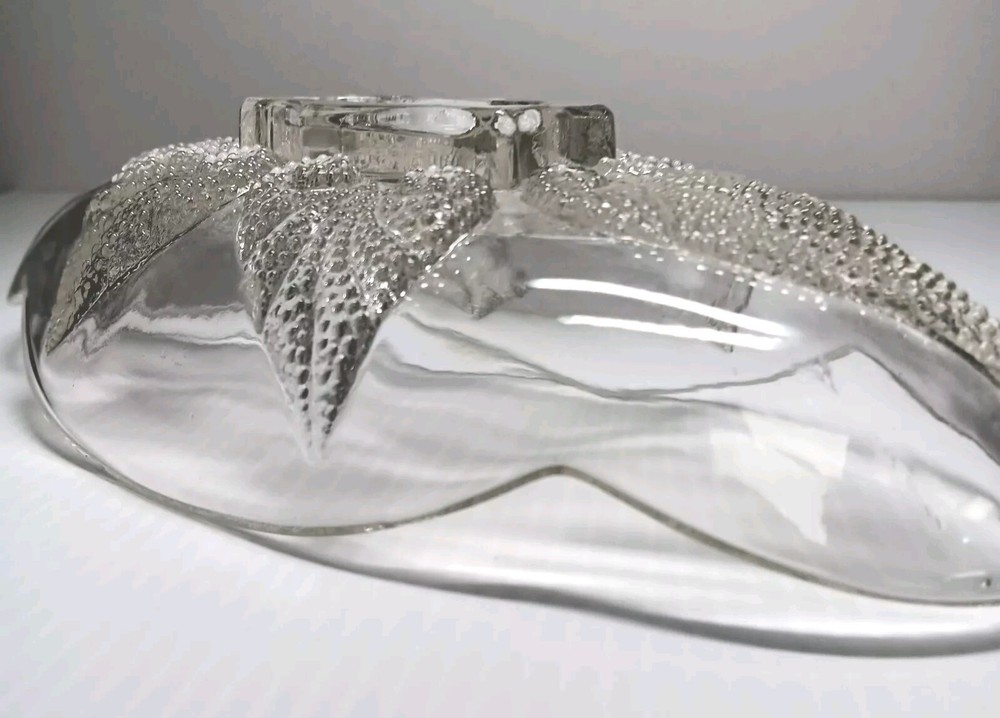Vintage Oval Celery Dish Raised Bubble Leaves Pattern Clear Glass