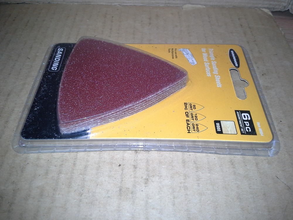 Warrior #68954 6PC Assortment Set Triangle Sanding Sheets 60,120,240 Grit, NOS