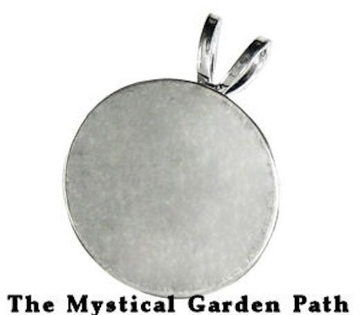 4 Silver Plated 3/4" Round Pendant Plates with Bails  *
