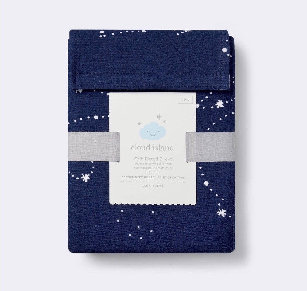 🥥 Cloud Island Fitted Crib Sheet Constellation Navy One Sheet 🆕