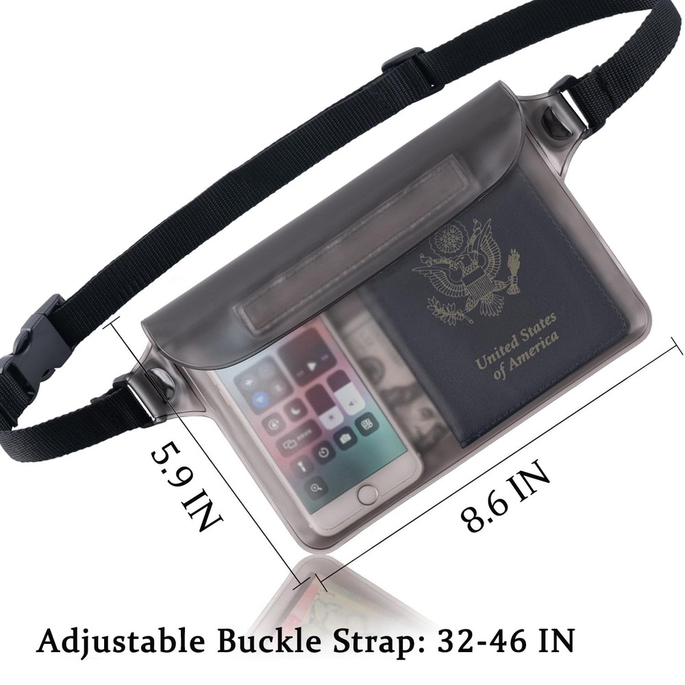 2-Pack Waterproof Pouch with Adjustable Waist Strap | Screen Touch Sensitive Dry