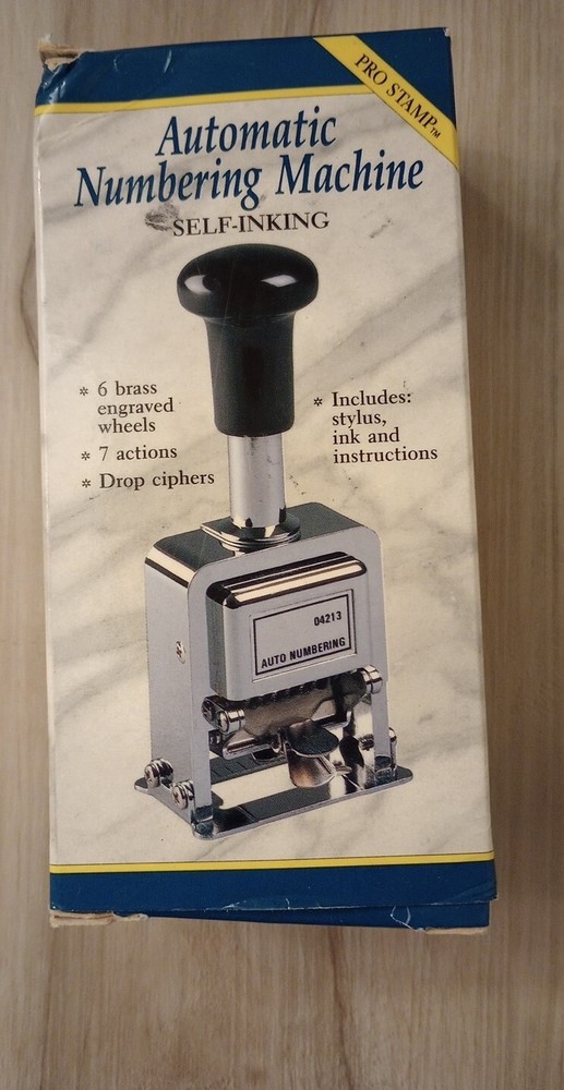 Self Inking Automatic NUMBERING STAMP MACHINE WITH INK AND STYLUS