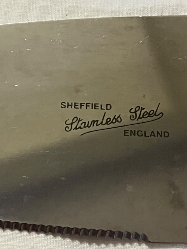 Sheffield Dessert Pie Server Stainless w Green Ceramic Handle England