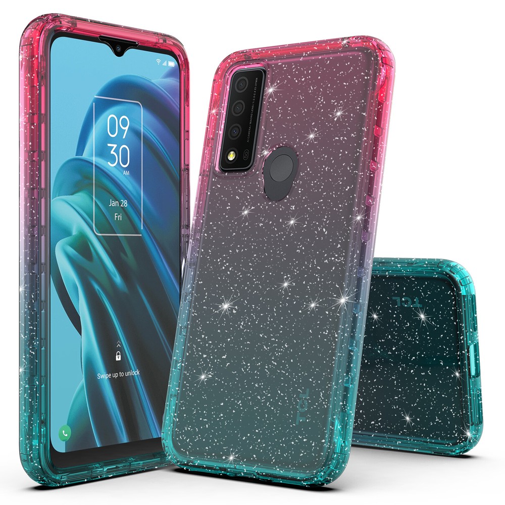 For TCL 30 XE 5G Gradient Glitter Sparkle Transparent Case